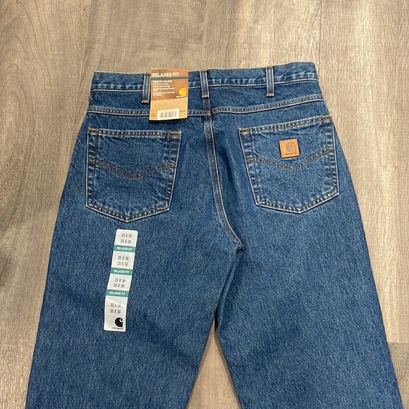 CARHARTT DENIM JEANS SIZE 33x30 RELAXED BLUE MEDIUM WASH DENIM NEW - Picture 5 of 7